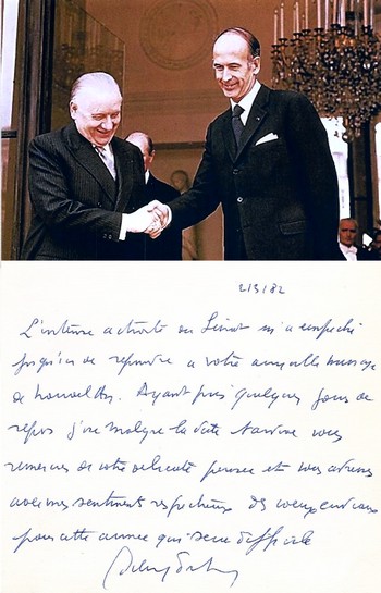Autographe d'Alain Poher