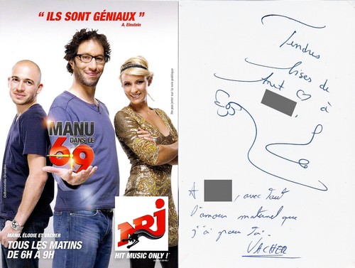 Autographe de Elodie Gossuin, Manu Levy et Vacher