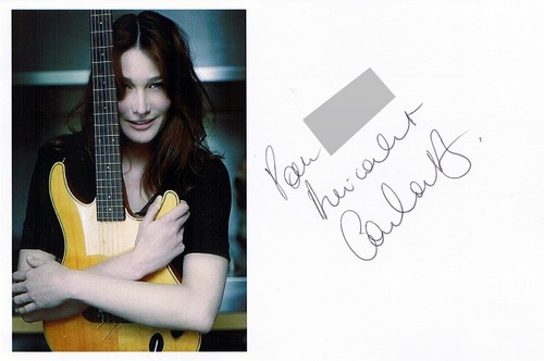 Autographe de Carla Bruni-Sarkozy