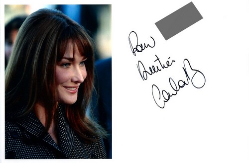 Autographe de Carla Bruni-Sarkozy