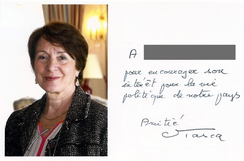 Autographe de Catherine Tasca