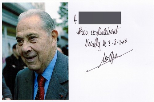 Autographe de Charles Pasqua