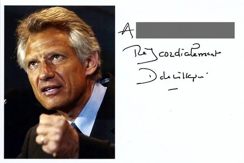 Autographe de Dominique de Villepin