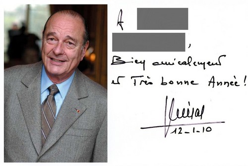 Autographe de Jacques Chirac