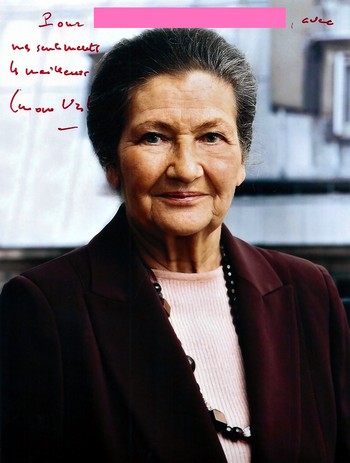 Autographe de Simone Veil
