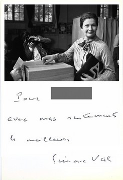 Autographe de Simone Veil