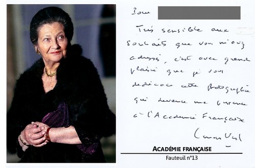 Autographe de Simone Veil