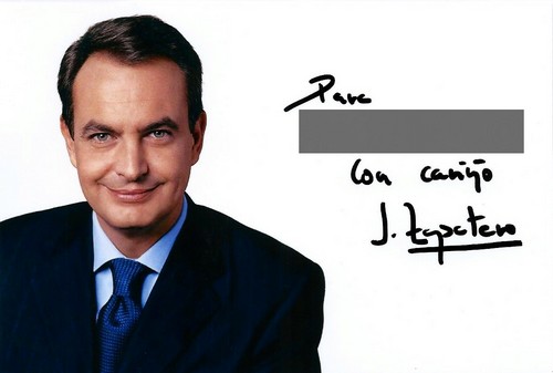 Autographe de José Luis Rodríguez Zapatero